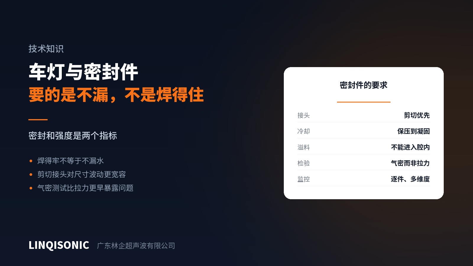 车灯与密封件：要的是不漏，不是焊得住